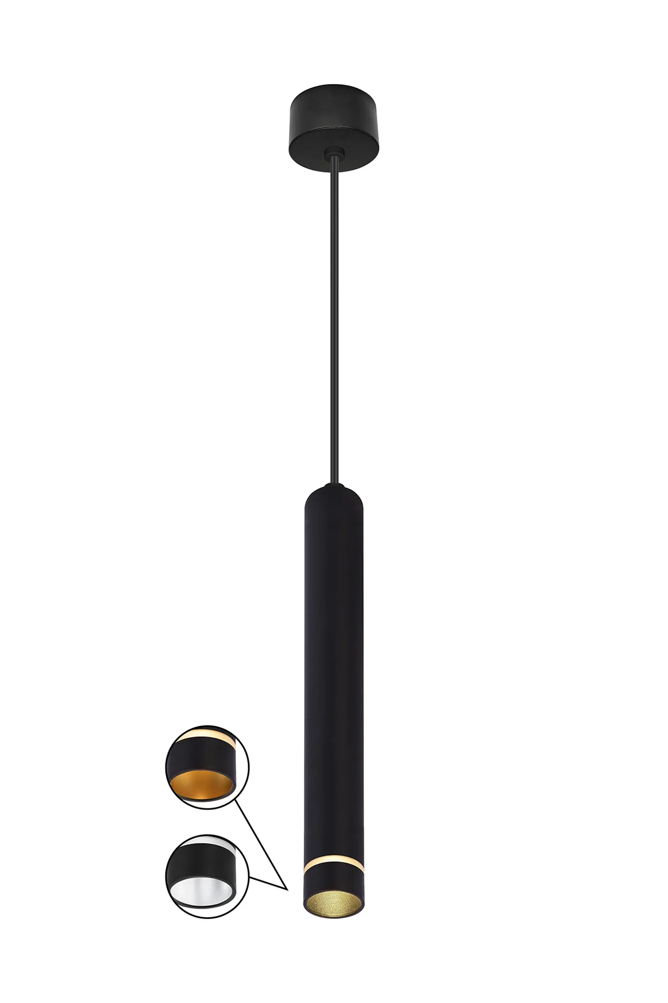 M8877  Split 6.5cm Pendant, 1 Light 35mm GU10 (GU11) (Not Included), Black